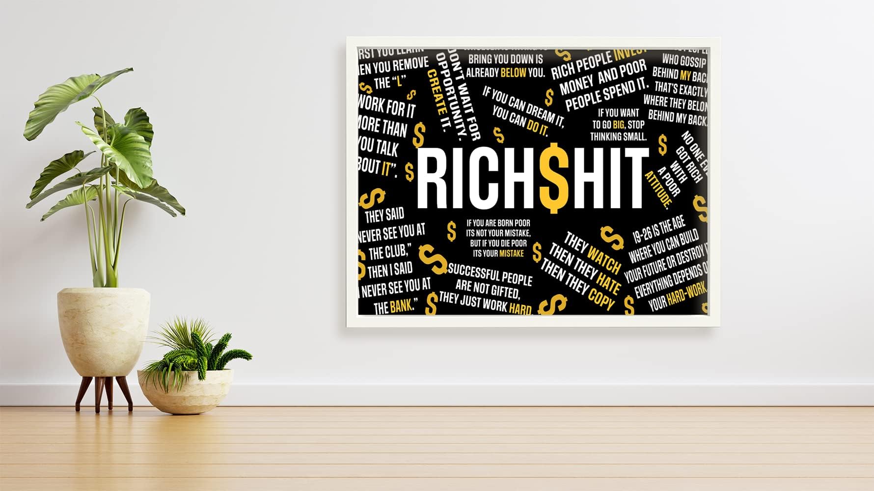 VERRE ART Printed Framed Canvas Painting for Home Decor Office Studio Wall Living Room Decoration (34x22inch White) - Richshit