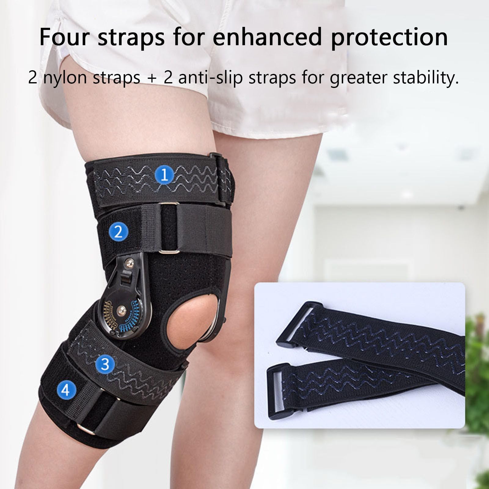 Rodillera Con Bisagras, Soporte Inmovilizador De Rodilla Ajustable Con Bisagras Para Rehabilitación Ortopédica, Estabilizadores De Ortesis, Protector De Rodilla Para Artritis, Osteoartritis