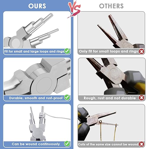 Vista 41 de Billbotk Alicates de la nariz de cadena para la fabricación de joyas, alicates de la joyería de la nariz plana, alicates del arte