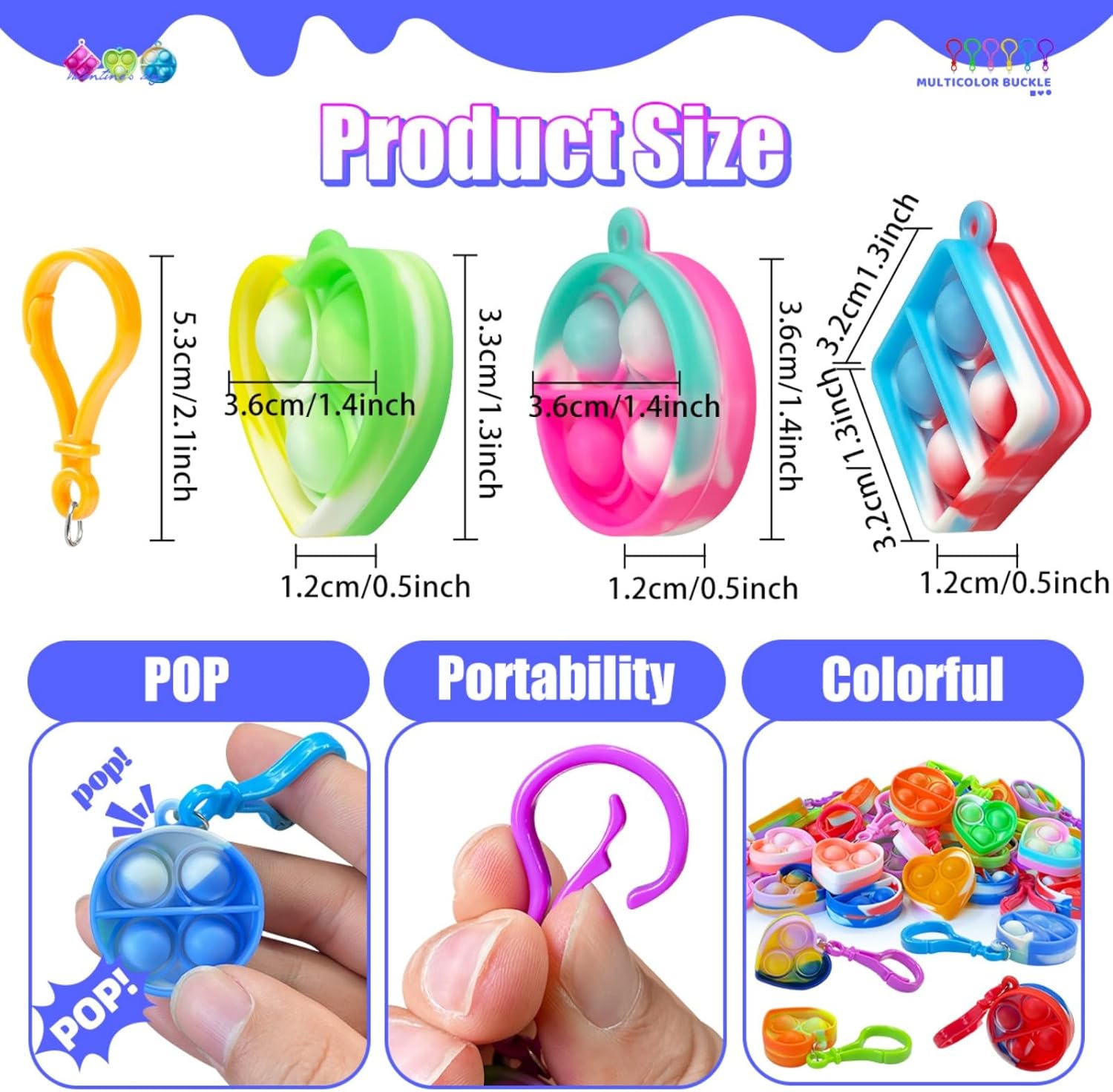 Mini Pop Fidget Keychain Pop It Fidget Toys Bulk 30 Pack Party Favors for Kids 4-8,8-12 Years, Valentines Goodie Bag Stuffers Keychain for Classroom Prizes Birthday