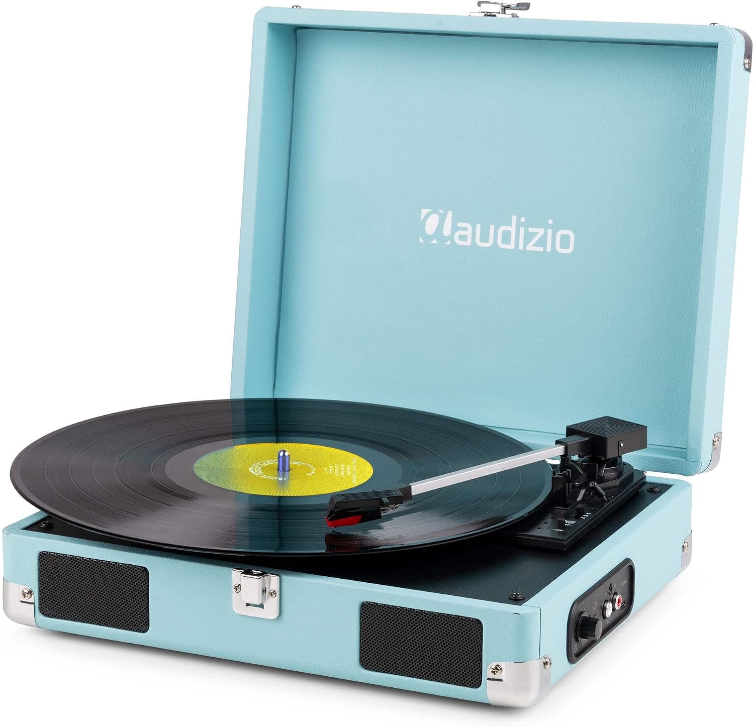 Audizio RP111BL Case Record Player with Speaker Auto Stop 33/45/78 RPM RCA Headphone Jack Retro Record Player Turntable Vinyl Player Gramofon Record Player Blue