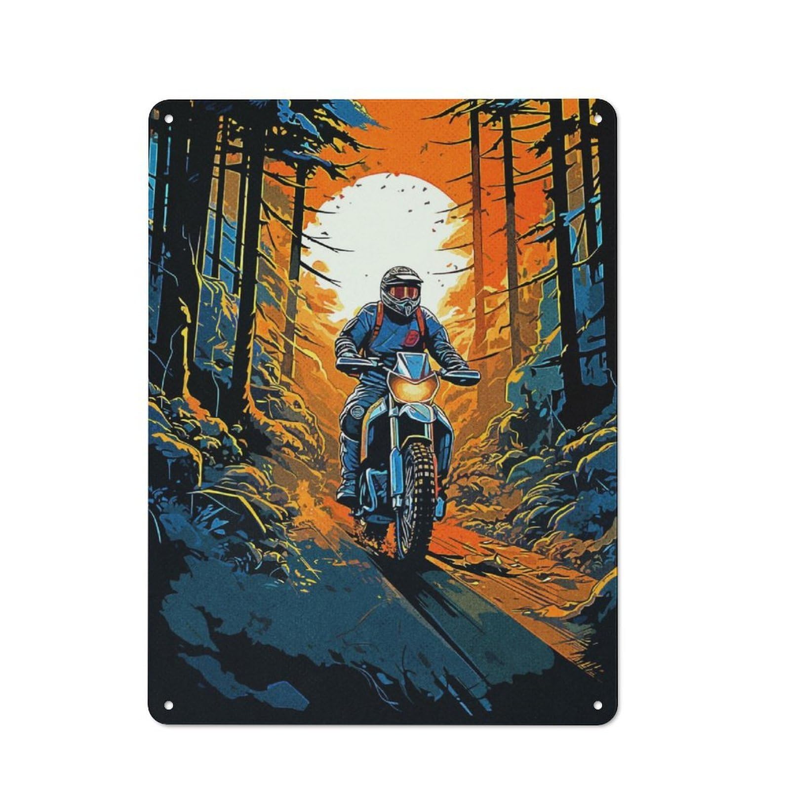 Junmoney Forest Rides Metal Wall Sign 40X30cm Featuring For Garage Wall, A Housewarming Gift For People Furnishing A Garage