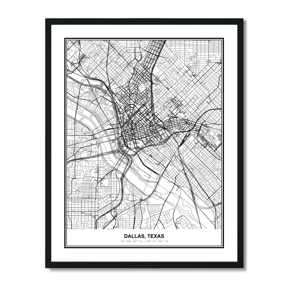 Susie Arts 8X10 Unframed Dallas Texas Wall Art Metropolitan City View Abstract Street Map Art Print Poster Wall Decor Home Office sdm024
