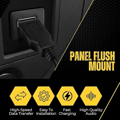 Miniatura 5 de TNP - Cable de montaje empotrado USB con hebilla (cuadrado) montaje en panel de salpicadero, 1 puerto USB, enchufe USB, conector de enchufe de