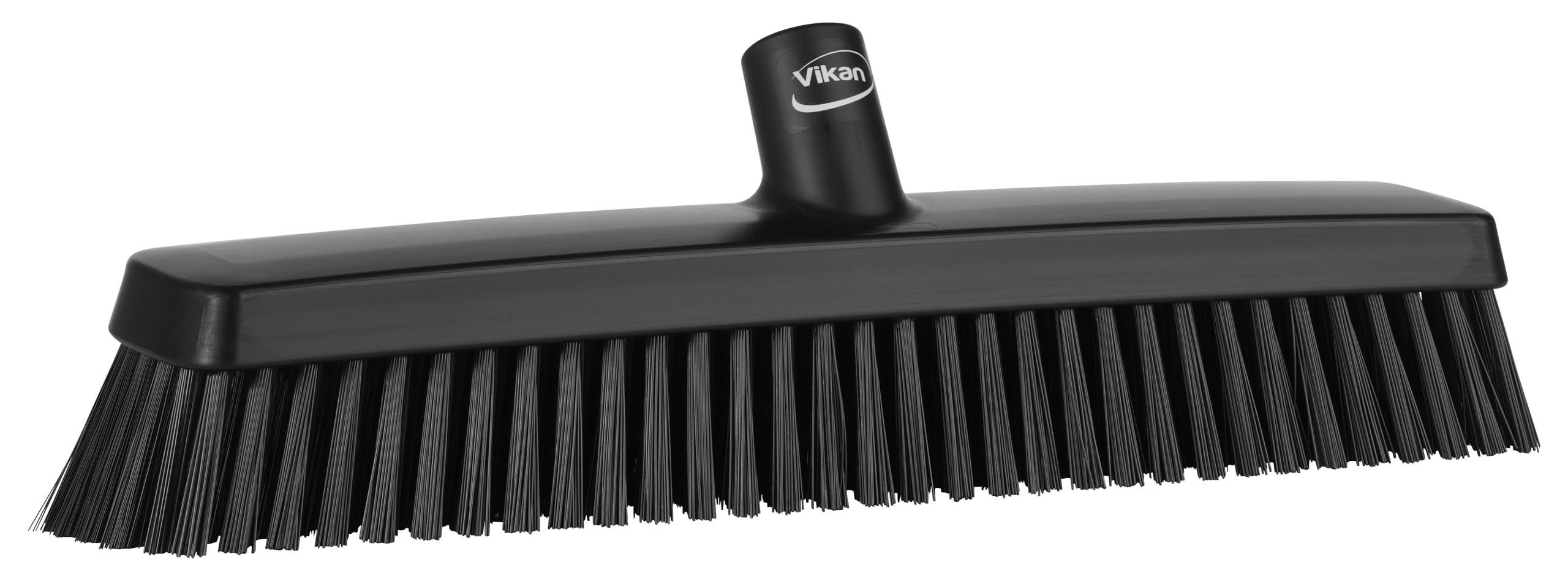 Vikan 31759 - Escoba de Empuje Resistente de 16 Pulgadas, Suave/rígida, Color Negro