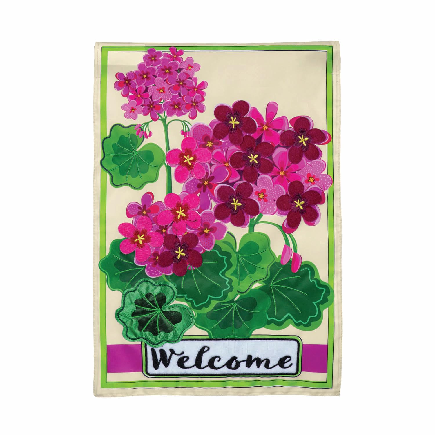 Evergreen Flag Garden Flag 12x18 Double Sided | Welcome Garden Flags For Outside | All Seasons Spring Summer | Small House Flags for Garden, Yard, Front Door (Pink Geranium)