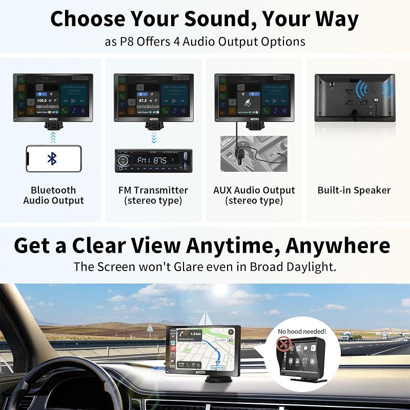ATOTO P807SD-RM Vezeték Nélküli Carplay & Android Autórádió, 7 Colos QLED Tükröződésmentes Érintőkijelző, GPS Navigáció, Távirányító