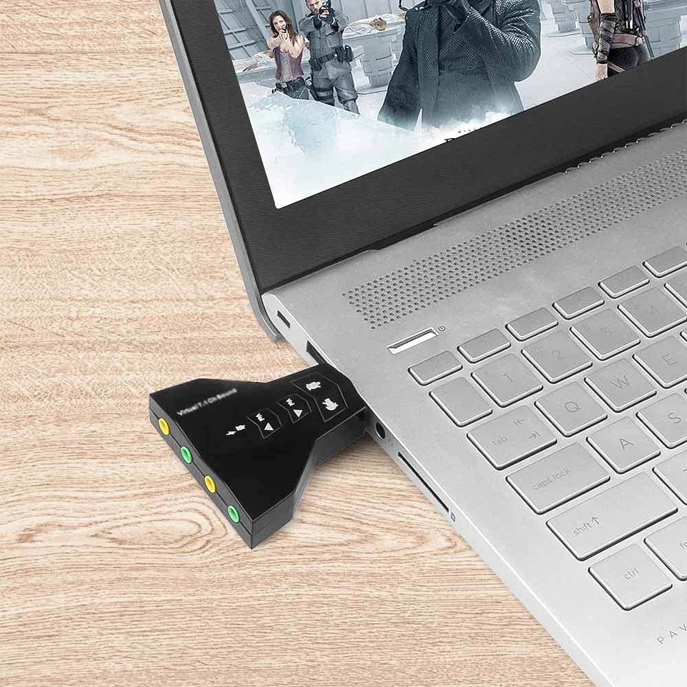 Adaptateur de Carte Son Externe USB 3D virtuel 7.1 pour Ordinateur Portable et PC