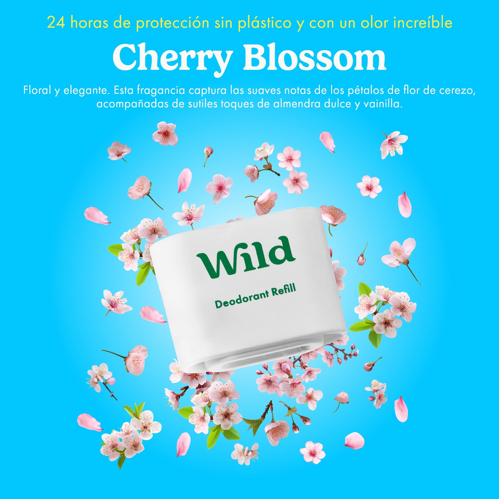 Wild Desodorante Natural Recargable Sin Aluminio Pack Variado con Esencias Fresh Cotton, Sea Salt, Cherry Blossom & Coconut Vanilla