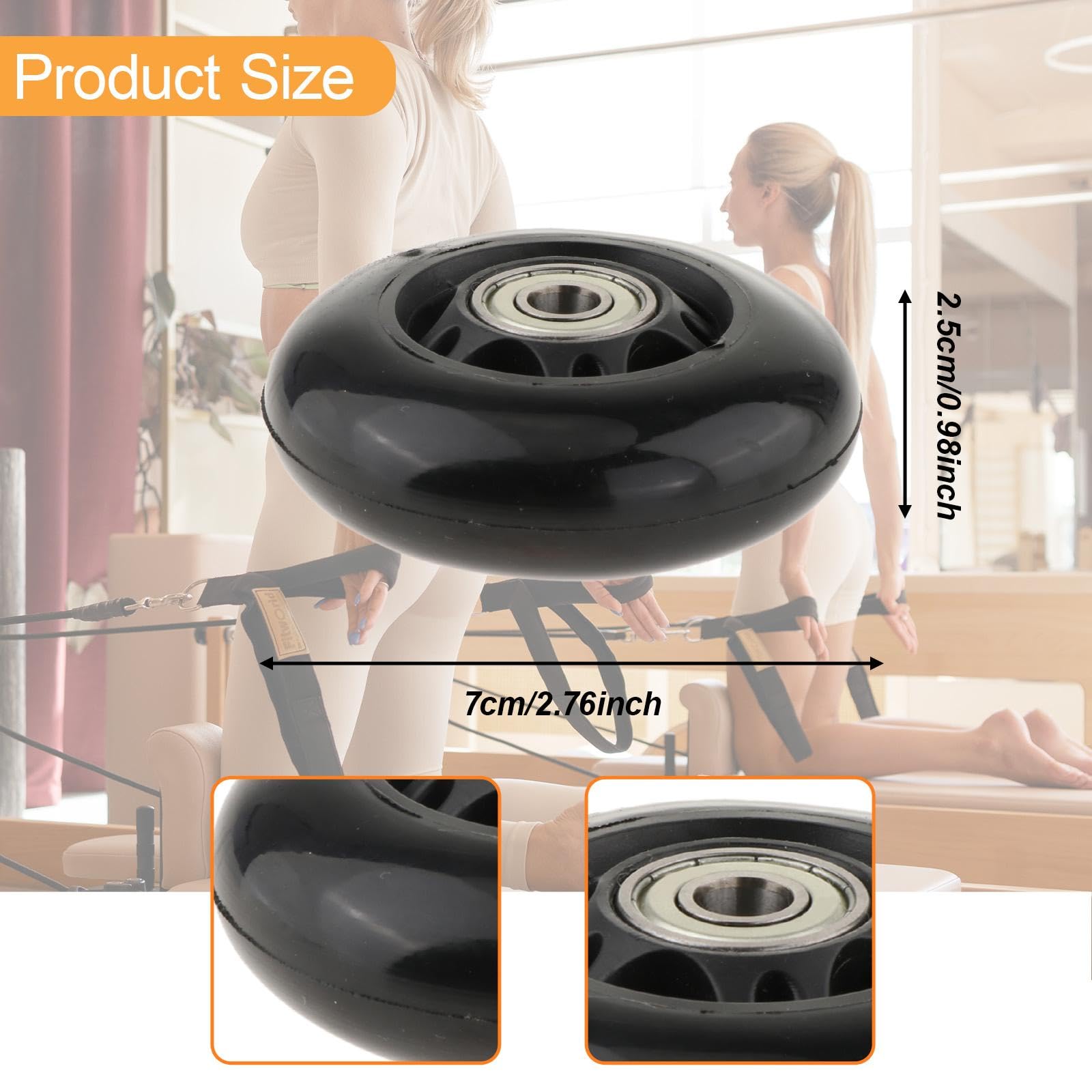 Rueda de Pilates Reformer, Resistente Al Desgaste, Robusta, Silenciosa, con Piezas de Repuesto de 70 Mm.