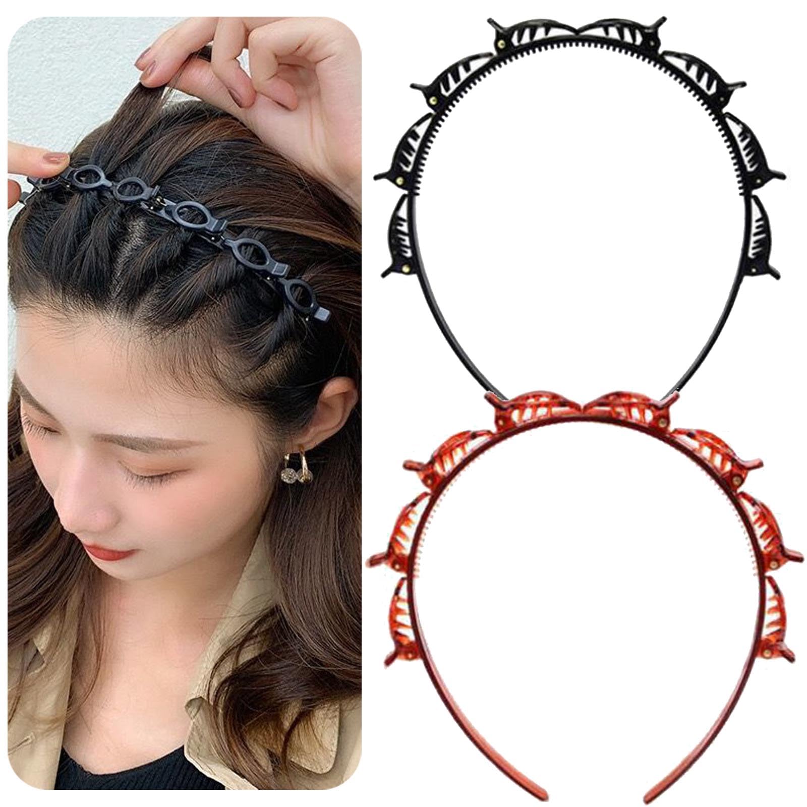 2 Haarreifen Mit Clips – Gezahntes Stirnband Zum Flechten, Für Lange & Kurze Haare, Damen Haarschmuck