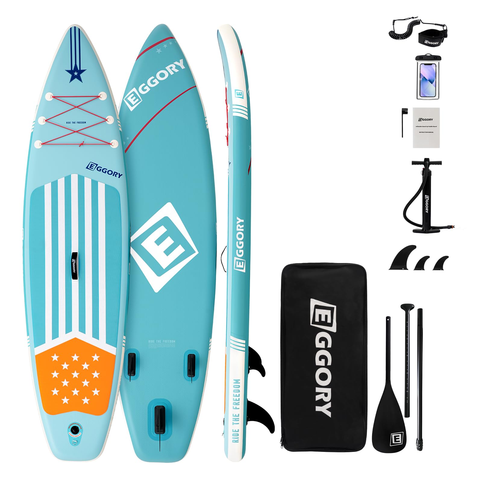 Inflatable Paddle Board,Stand Up Paddle Board Set, Extra Wide SUP Board with Removable Fin, Floating Paddle, Hand Pump, Waterproof Phone Pouch,