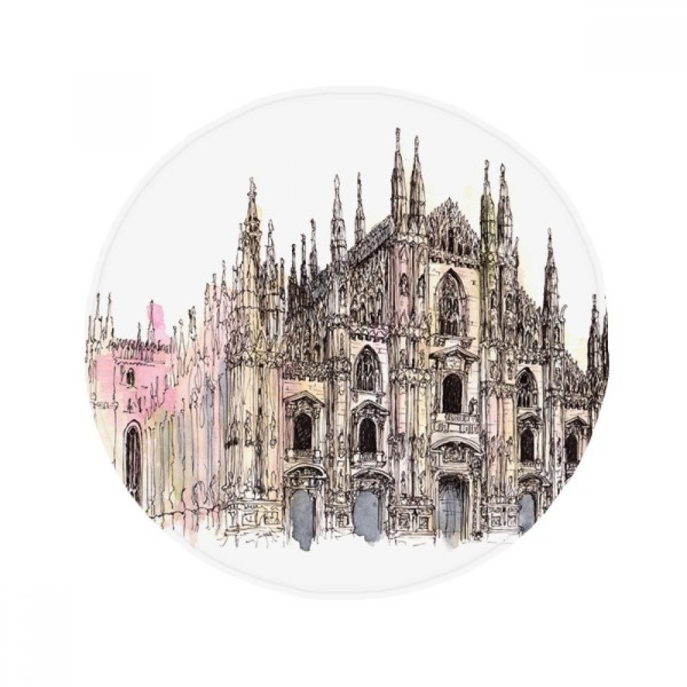 Tapis pet rond cathédrale de Milan 50x50cm antidérapant multicolore pour sol salon cuisine