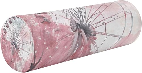 JUNZAN Almohada romántica rosa de la rueda de la fortuna larga almohada cervical rollo de cuello almohada cilíndrica almohada redonda de espuma para