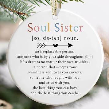 Friendship Christmas Ornaments - Best Friend & Soul Sister - Irreplaceable Gifts for Friends