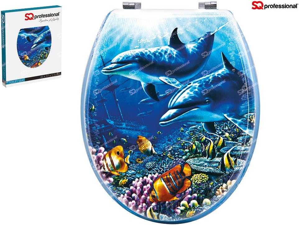 PRIME FURNISHING Beautiful Print Design Toilet Seats Solidly Made Durable Fast Installation BNIB (Dolphin Print 10)