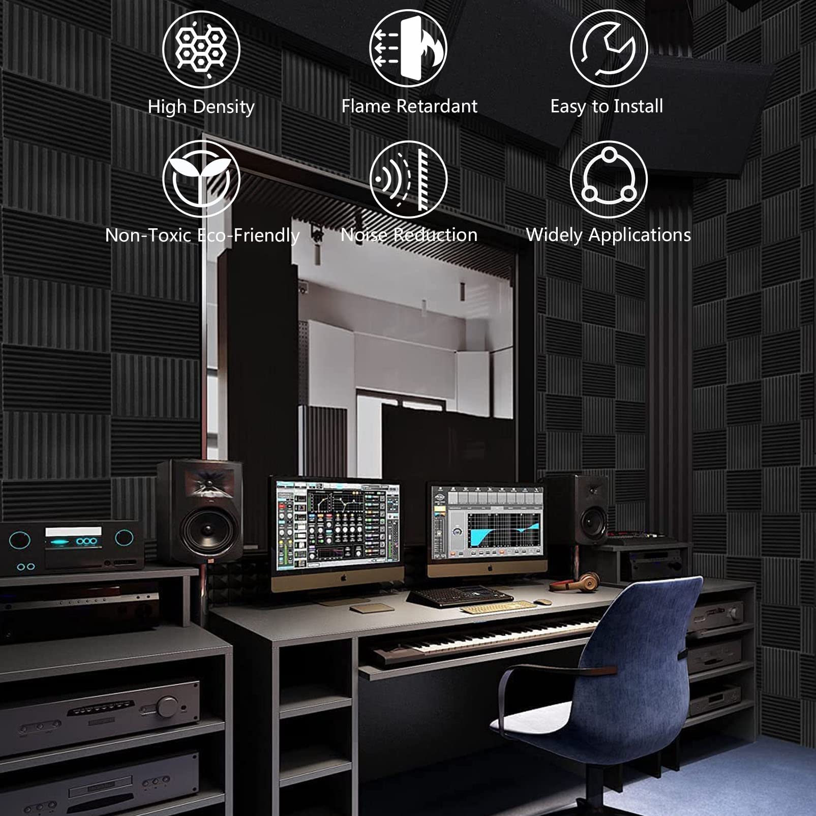 Snapklik.com : YDHTDLHC 52 Pack Of 1 X 12 X 12 Inches Acoustic Foam ...