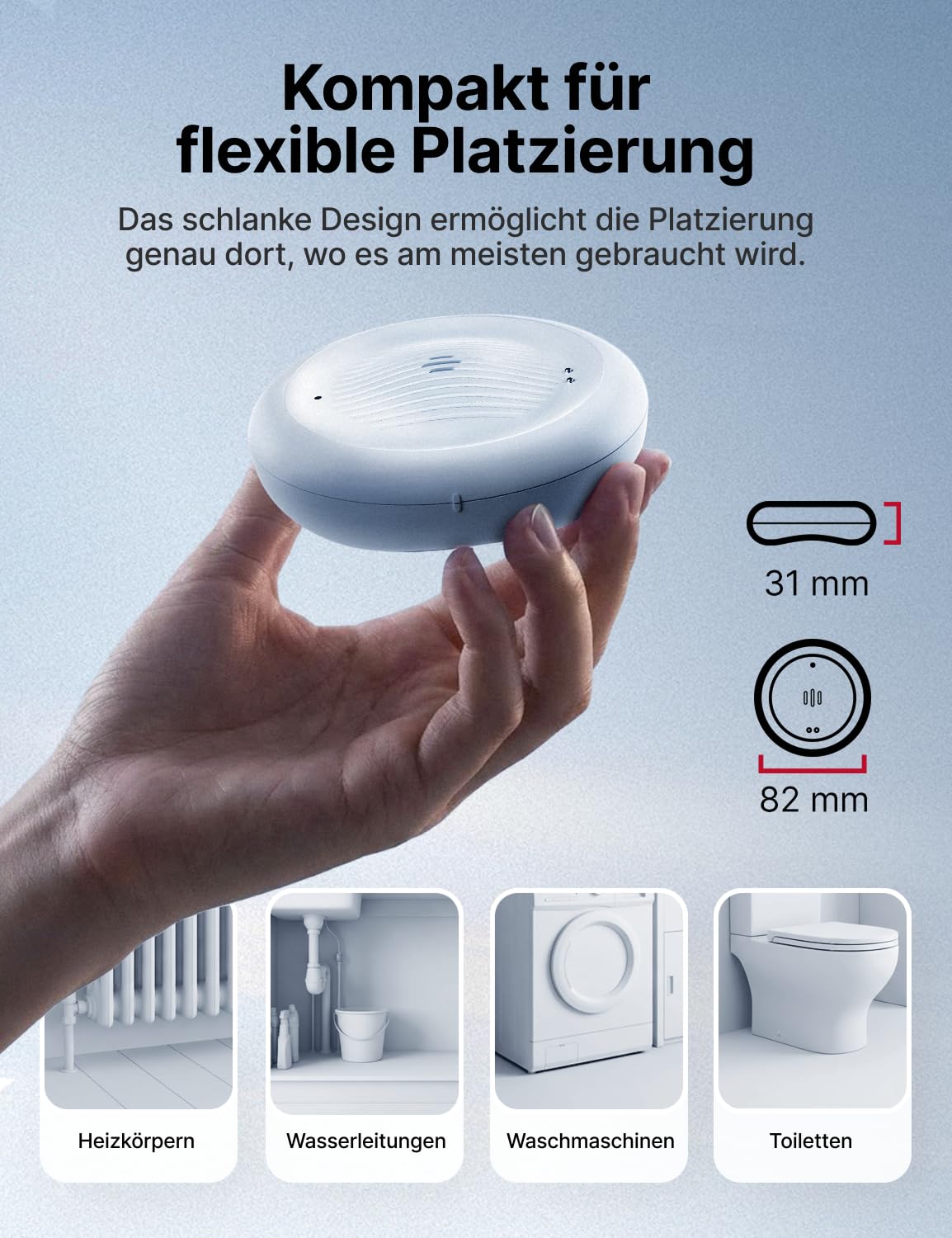X-Sense 3er Set WLAN-Wassermelder mit Frostwarnung, Tieftemperatur-Melder, Smarter Sensor mit App-Benachrichtigungen, für Küche, Bad und Keller, kompatibel mit der X-SENSE Home Security App, SWS0B
