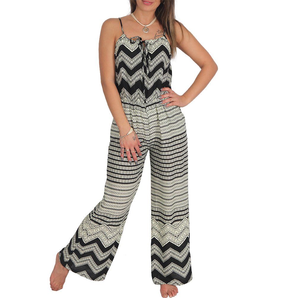 Candygirls Mono de mujer con cremallera mono de una pieza elástica pantalones traje cuello en V 1681