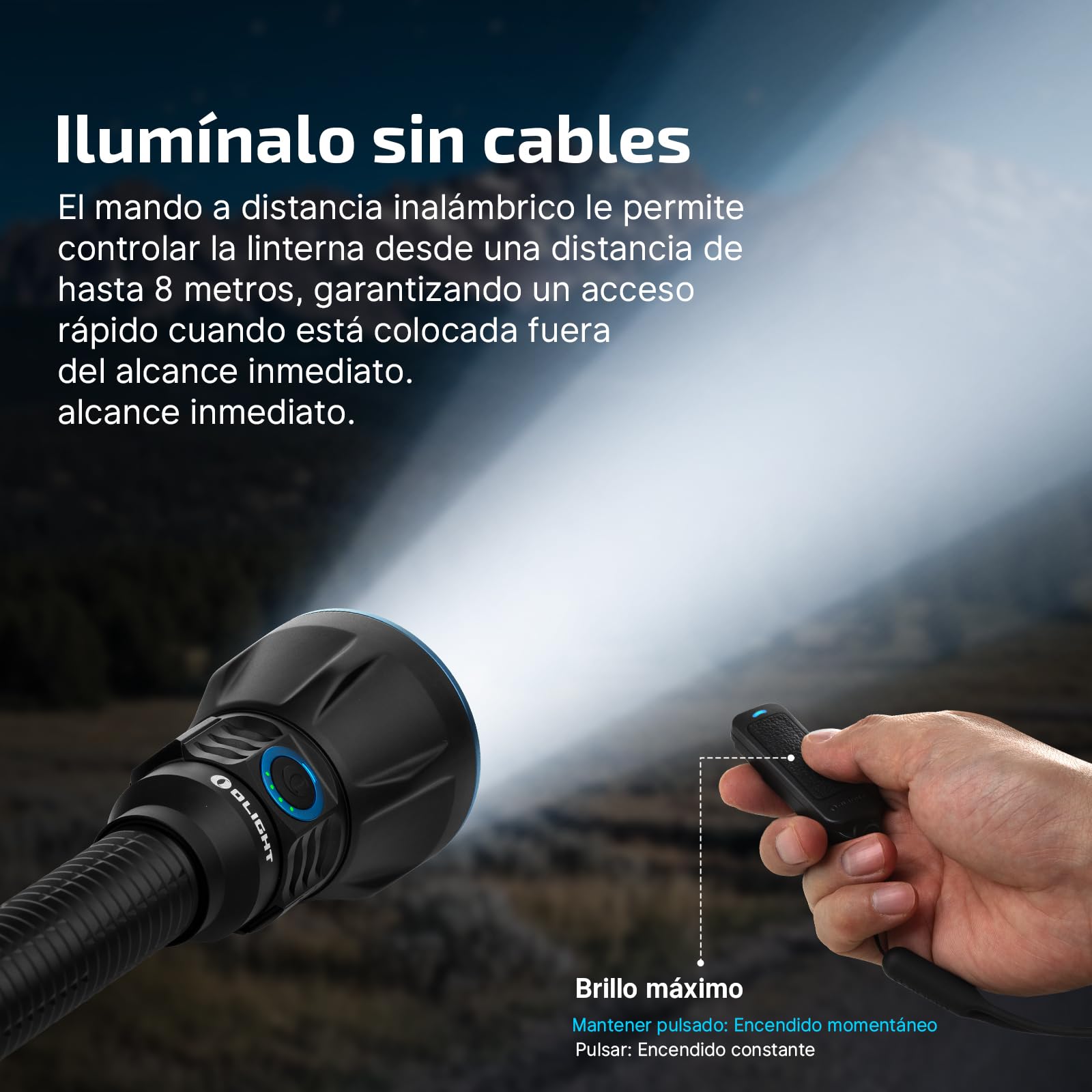 OLIGHT Javelot Turbo 2 Kit Linterna Táctica 1800 Lúmenes Controles Remotos | Alcance de 1500 Metros, 272 Horas Autonomía, Filtro Roja y Verde, IPX8, Ideal para Caza, Actividades al Aire Libre y Búsqueda