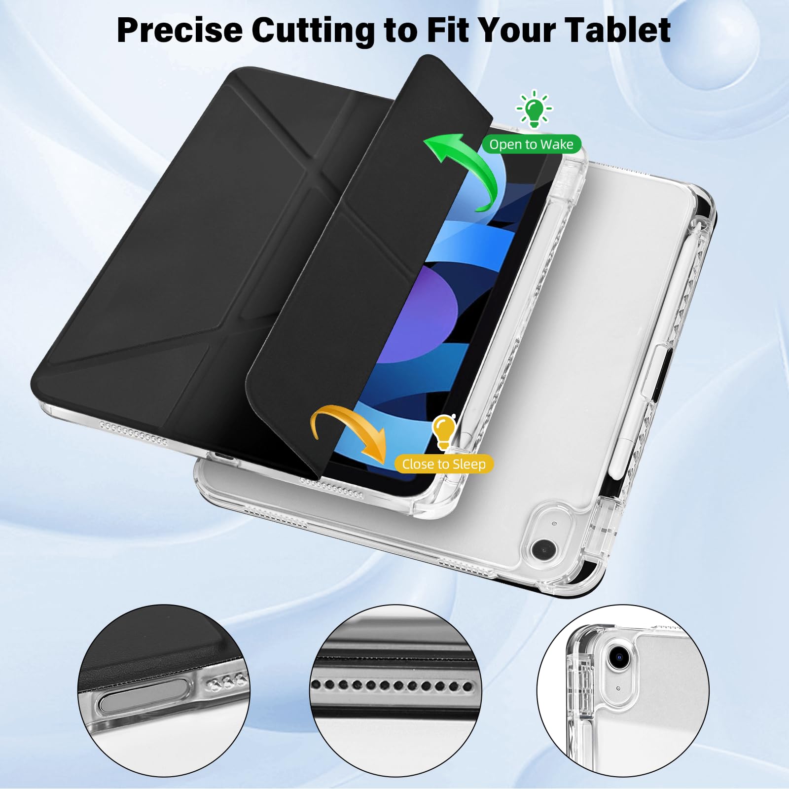 MuyDoux Custodia Origami per iPad 10ª Generazione 10,9 Pollici 2022/ iPad 11ª Gen A16 11 2025 con Portastilo, 5 Posizioni Regolabili, Cover Posteriore in Acrilico Trasparente Antiurto, Nero MuyDoux Custodia Origami per iPad 10ª Generazione 10,9 Pollici 2022/ iPad 11ª Gen A16 11 2025 con Portastilo, 5 Posizioni Regolabili, Cover Posteriore in Acrilico Trasparente Antiurto, Nero