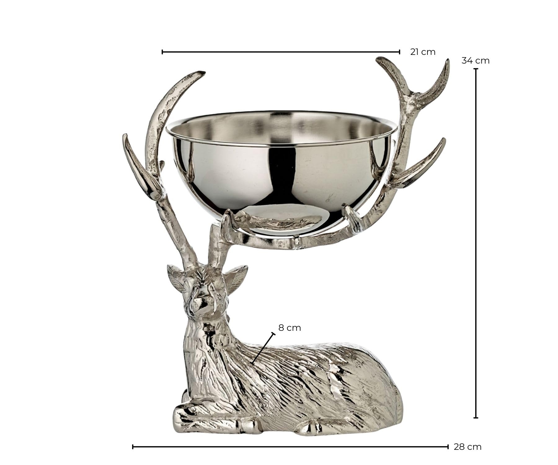 EDZARD Champanera Cervo Wilson (H 34 cm, Ø 21 cm), aluminio niquelado, con figura de ciervo, cubeta extraíble – enfriador de vino, enfriador de botellas, cubitera