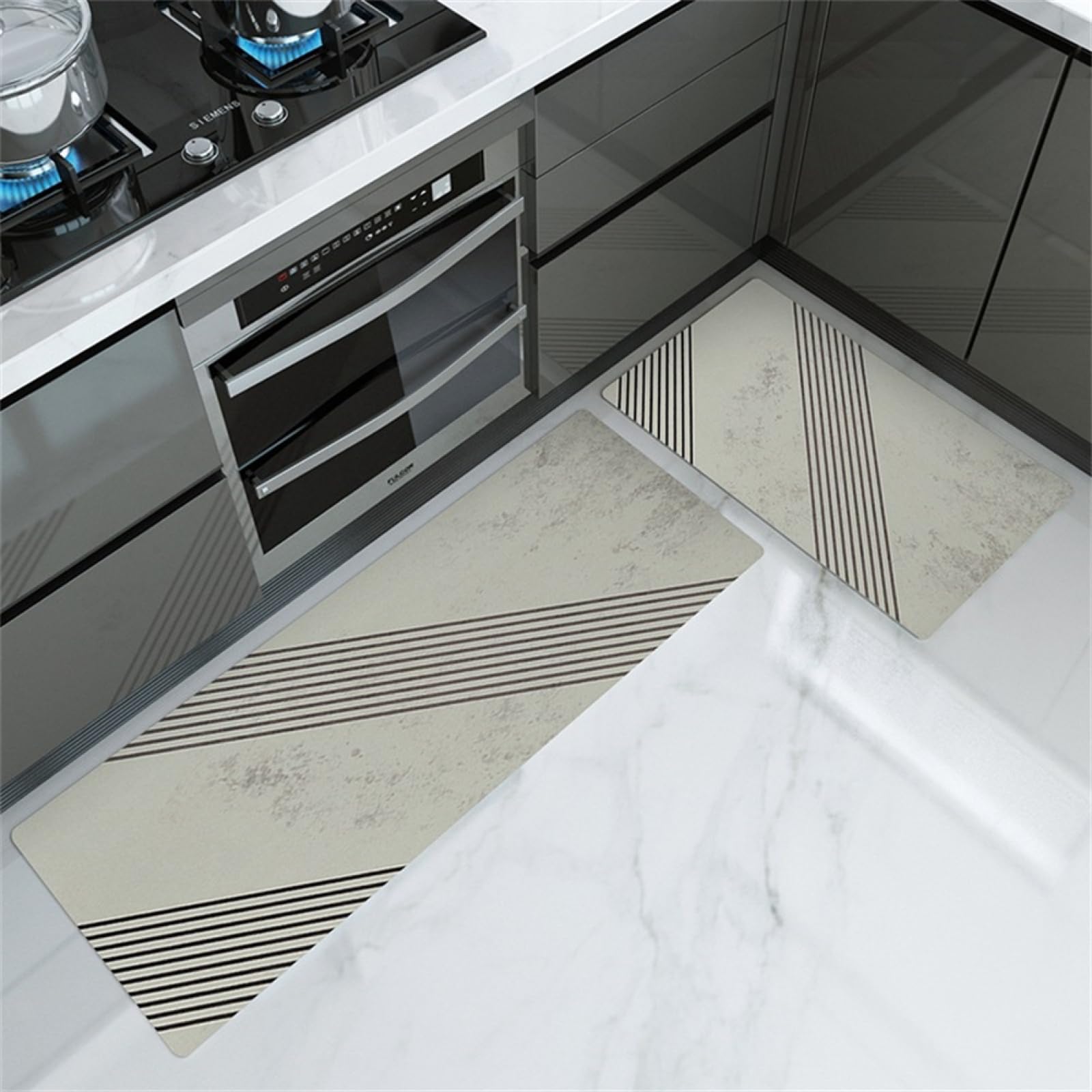 Tapis de cuisine antidérapant lot de 2 lavables 45x70 45x120cm Lines