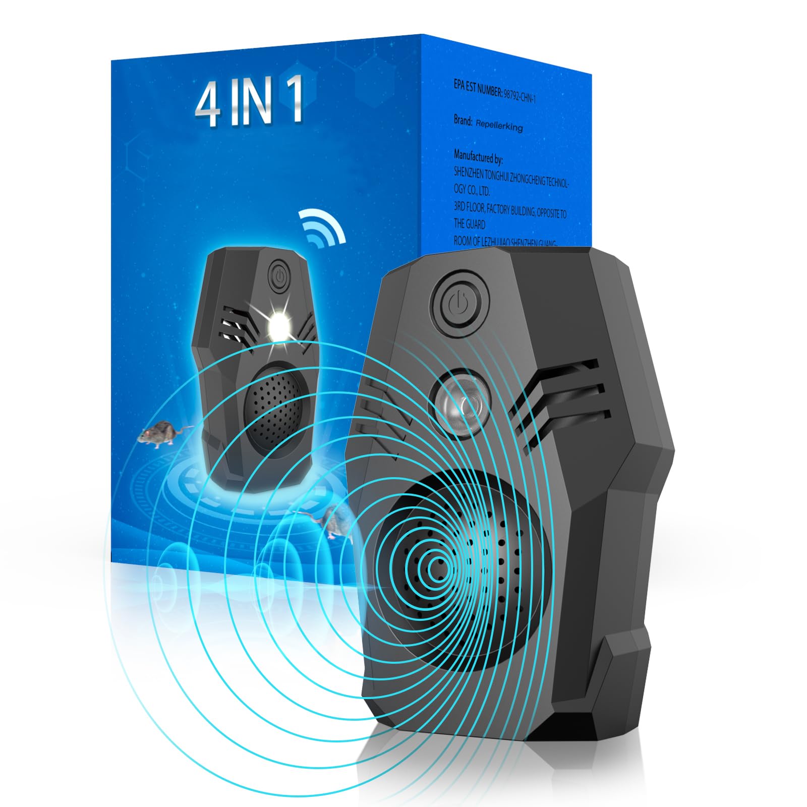 HOSOLOSuperior Rodent Repeller, Ultrasonic Squirrel Mouse Repellent Plug in, Electronic Rat Repeller, Repel Rodents, Mice, Rats, Squirrels