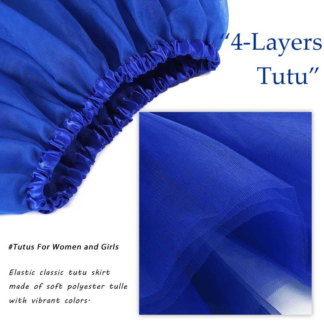 TWINKLEDE Falda tutú clásica de 4 capas de tul elástico para mujer para adultos y adolescentes