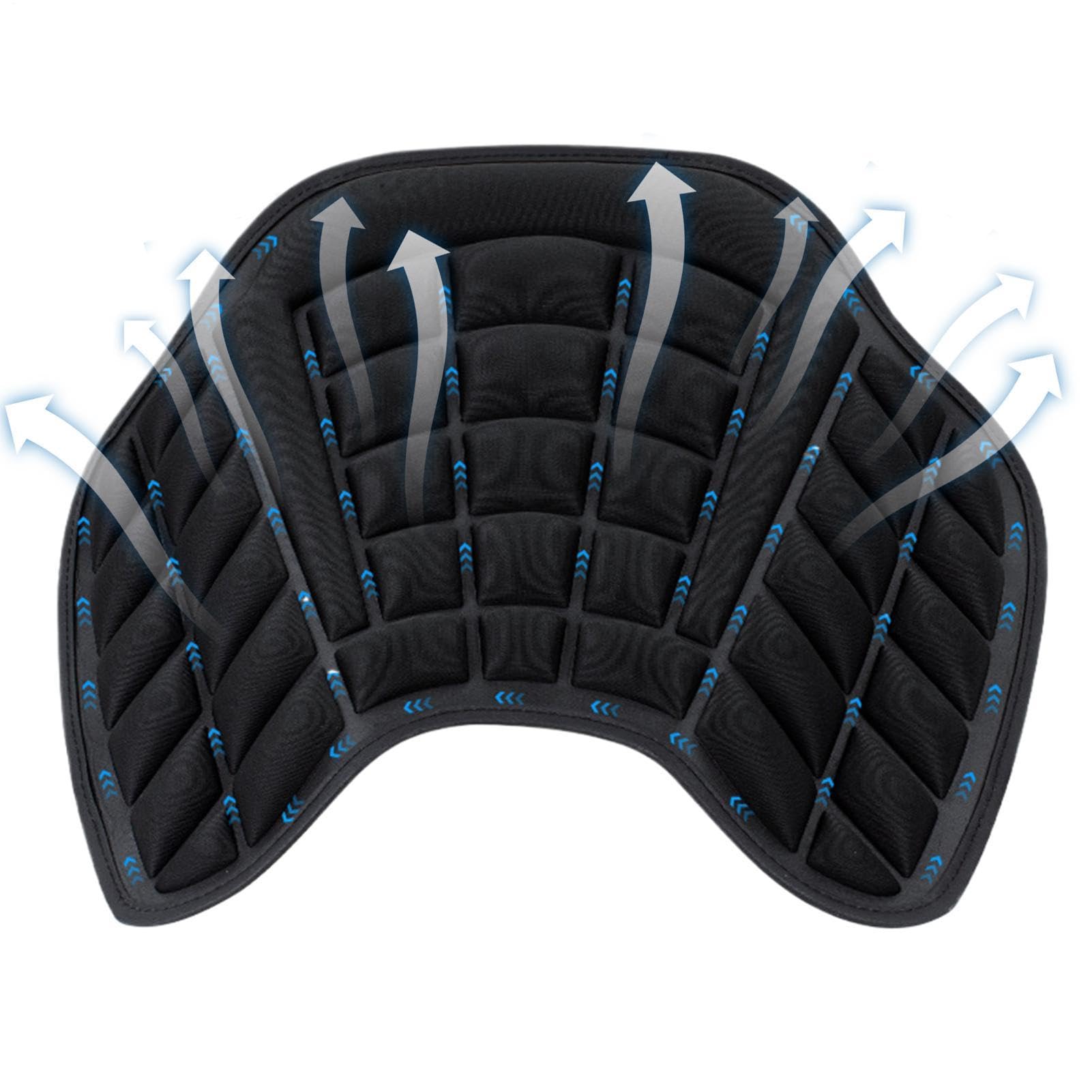 Coussin passager pour moto - Housse de siège antichoc en mousse haute densité, support ergonomique antidérapant ventilé, selle épaisse et respirante | Coussin passager en gel confort pour viag