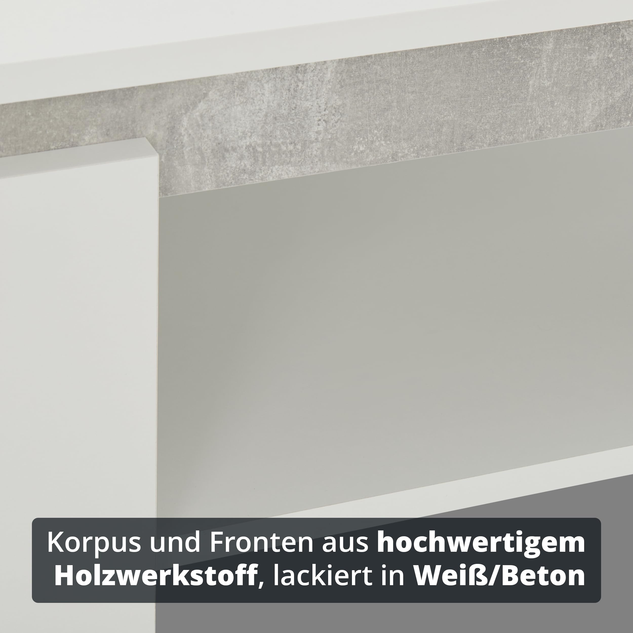 KHG Couchtisch weiß Rechteckig, Ablagefach in Beton-Optik, für Wohnraum | Holzwerkstoff foliert, Sofatisch fürs Wohnzimmer, 25 kg belastbar, 90x60x41 cm, stabil und pflegeleicht, für Zuhause