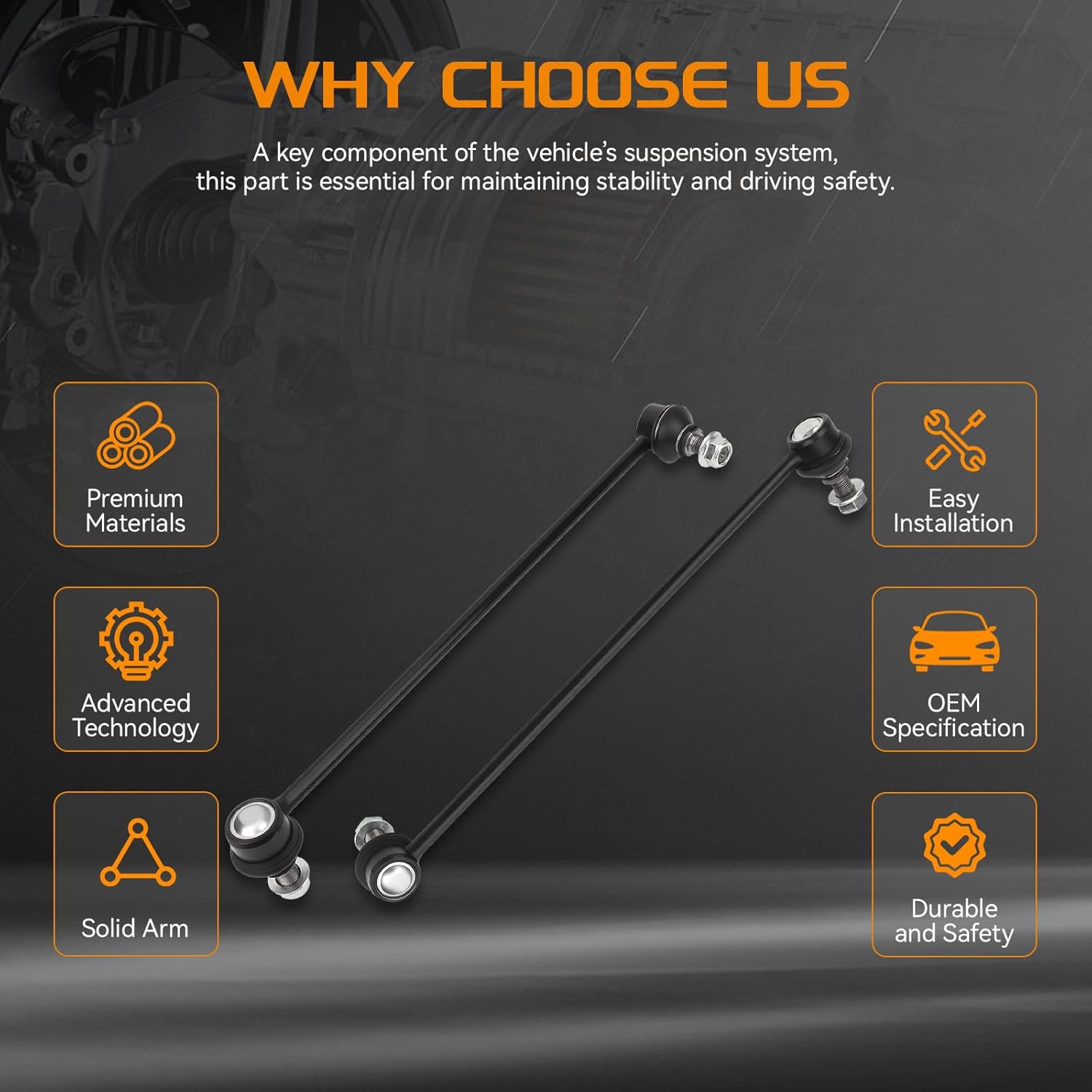 Front Sway Bar End Links Fit for Hyundai Sonata 2011 2012, for Kia Optima 2011 2012, K750610 K750611