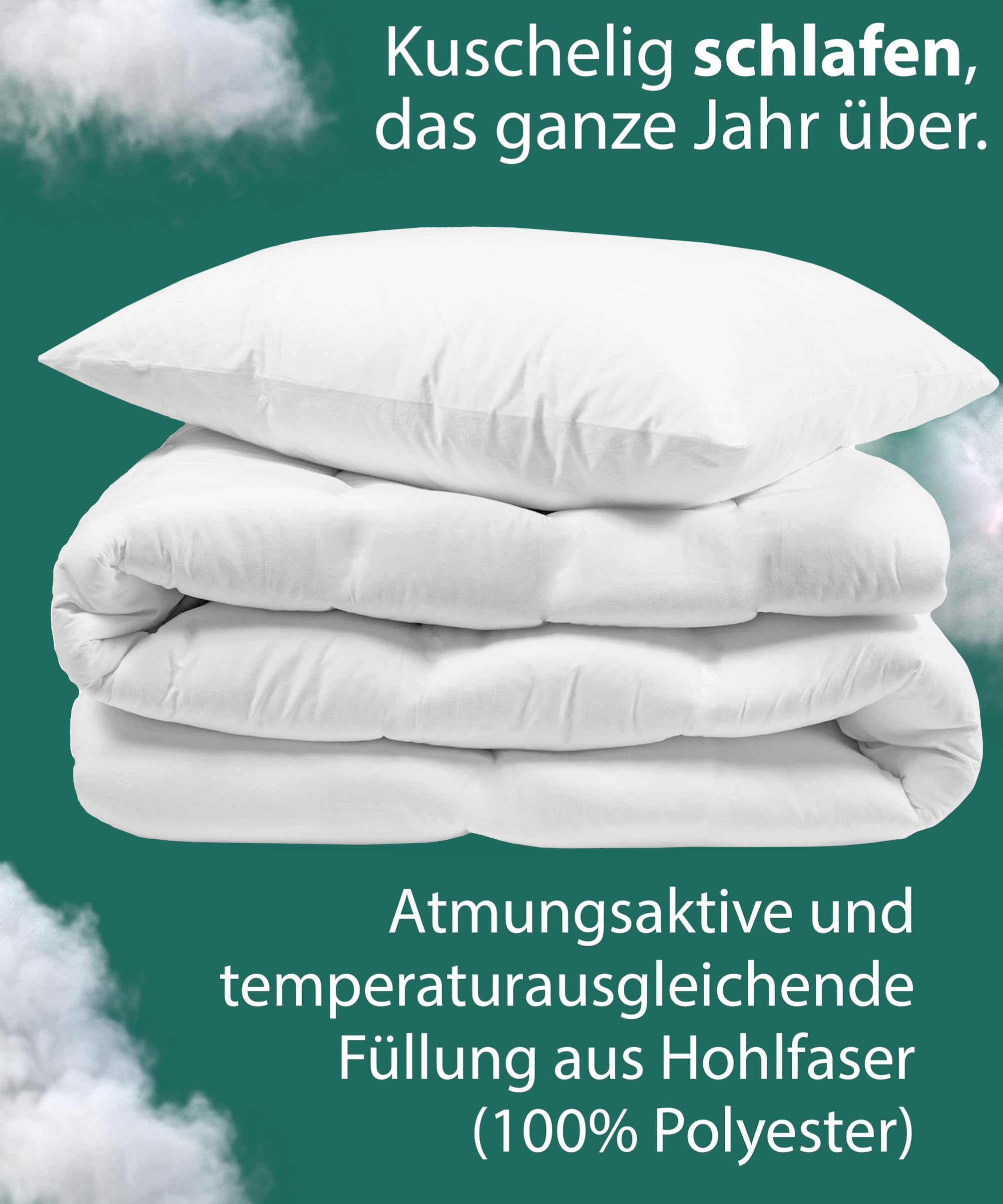 KNERST® Kinder Bettdecke 135x200 Set mit Kissen 80x80cm - Ganzjahresdecke 135x200 für traumhaften Schlaf - Kinder Bettdecken Set atmungsaktiv & pflegeleicht - kuscheliges Bettdecke und Kissen Set
