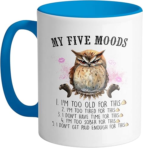 Miniatura 8 de TeesAndTankYou My Five Moods - Taza de café (11 onzas), color azul marino