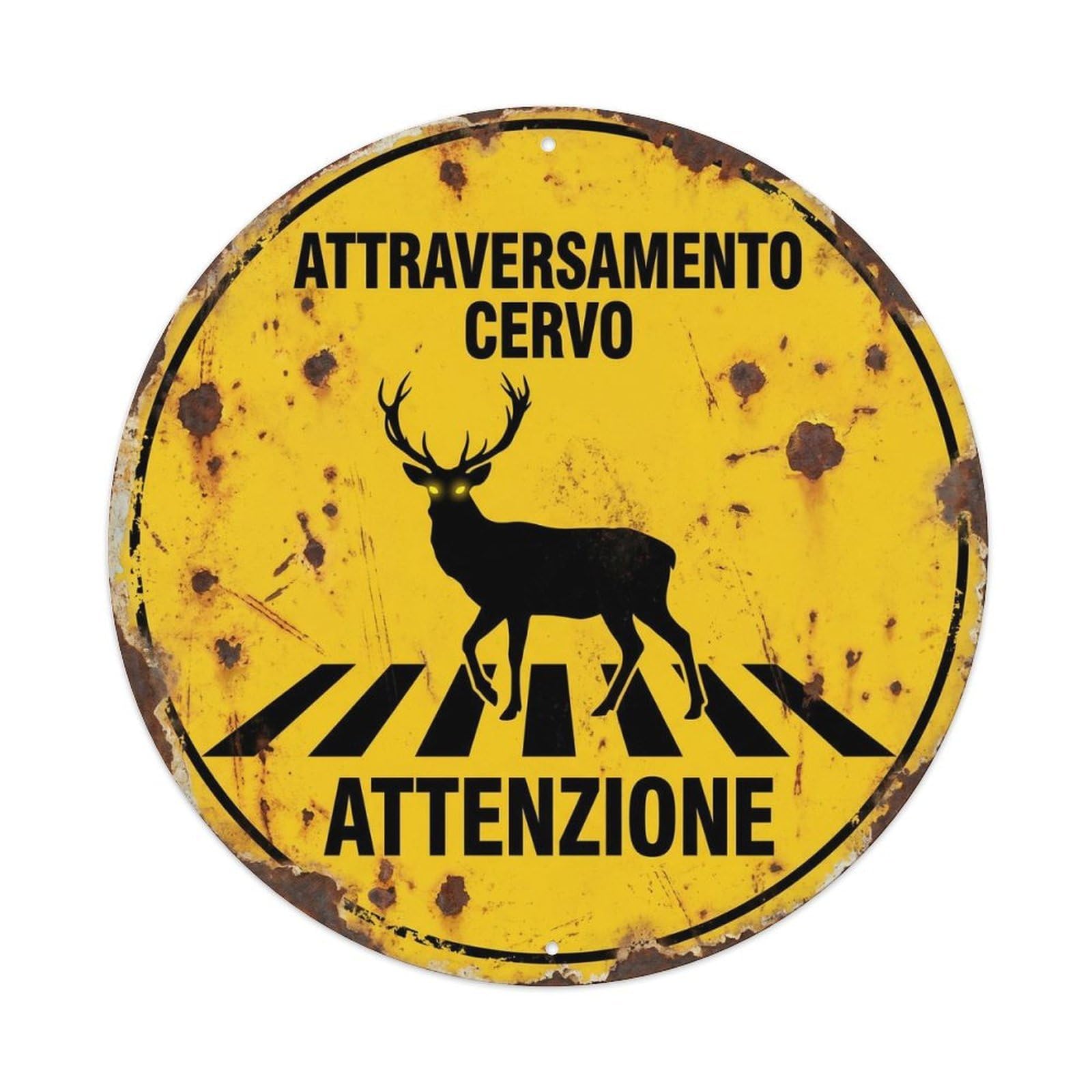 Deer Crossing Stay Alert Antique Metal Tin Sign