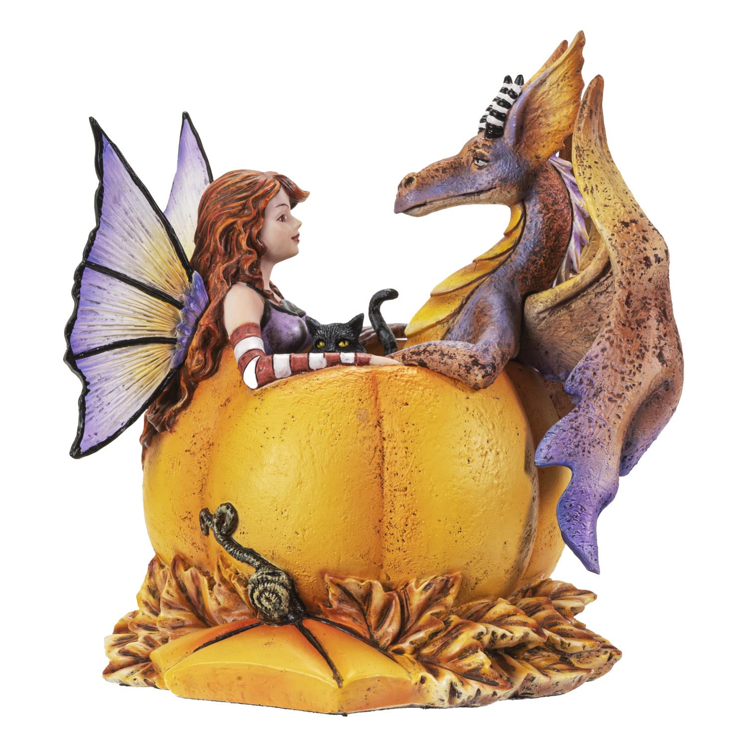 Pacific Giftware Figura de hadas y drag n en calabaza, decoraci n de interiores y exteriores para Halloween, jardines de hadas y propietarios nuevos, tama o de 5.7 x 4.5 x 6.3 pulgadas
