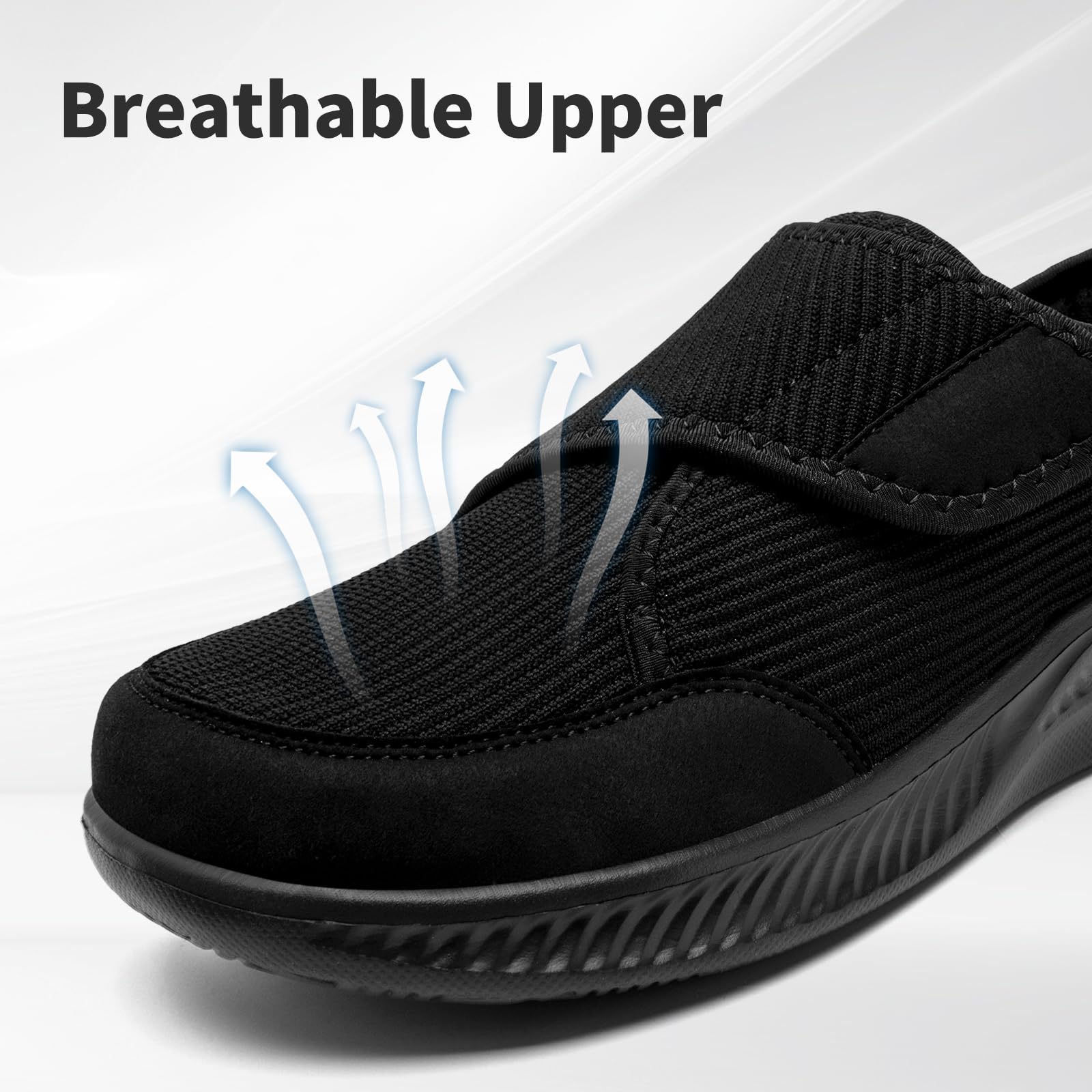 Zapatos para diabéticos para hombre, anchos, ortopédicos, ajustables, sin cordones