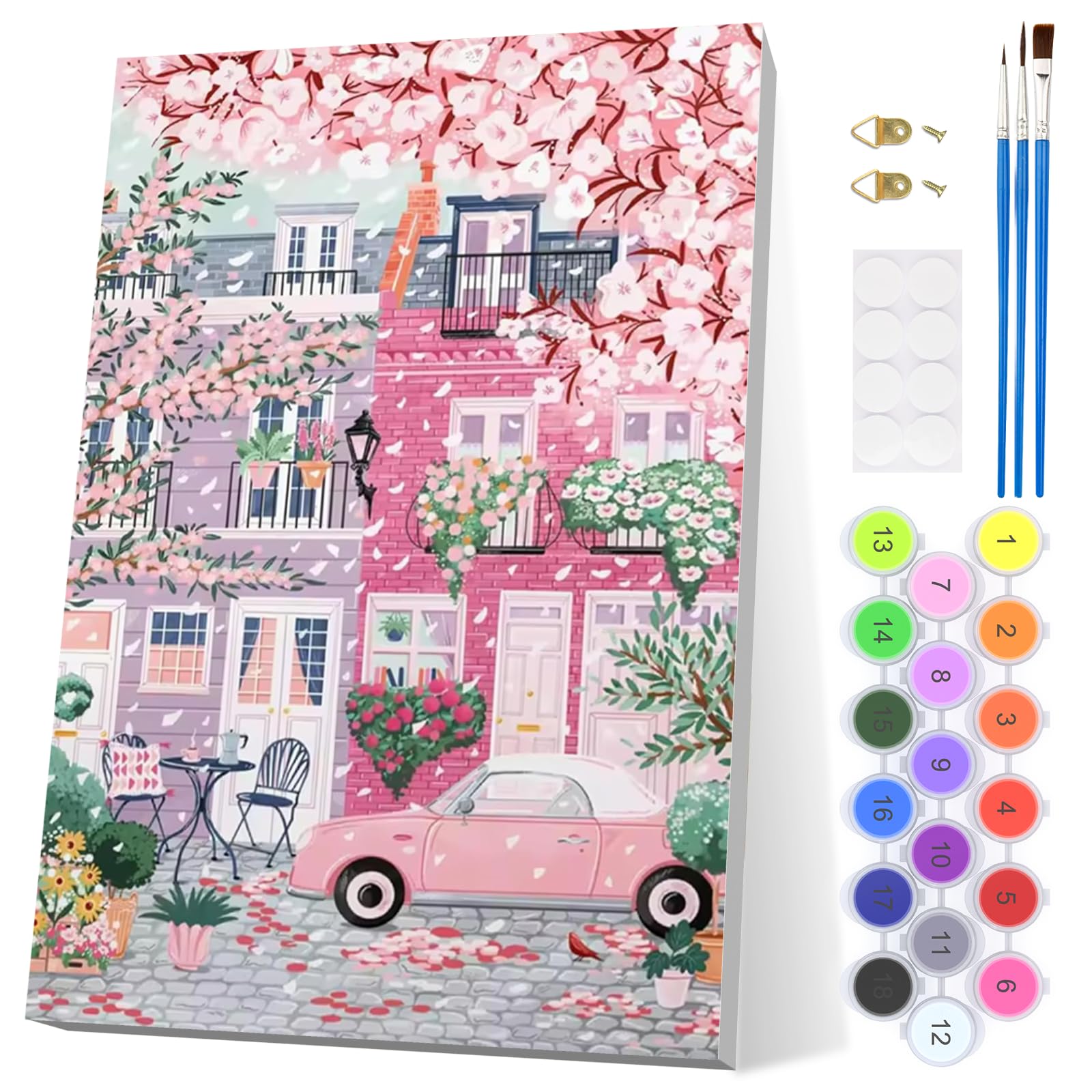 EOBROMD Conejo Pintar por Numeros Adultos, Cordero Pintura por Numeros con Marco, Vista de Ventana Kit de Pintura al óleo de Lienzo DIY para con Pinceles, Pigmento Acrílico, Decoración 30x30cm — view 19