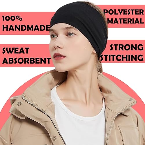 Miniatura 4 de Lotus78, Paquete de 12 diademas anchas para mujer, antideslizantes, modernas bandas deportivas para el cabello de mujer, bandas elásticas suaves y