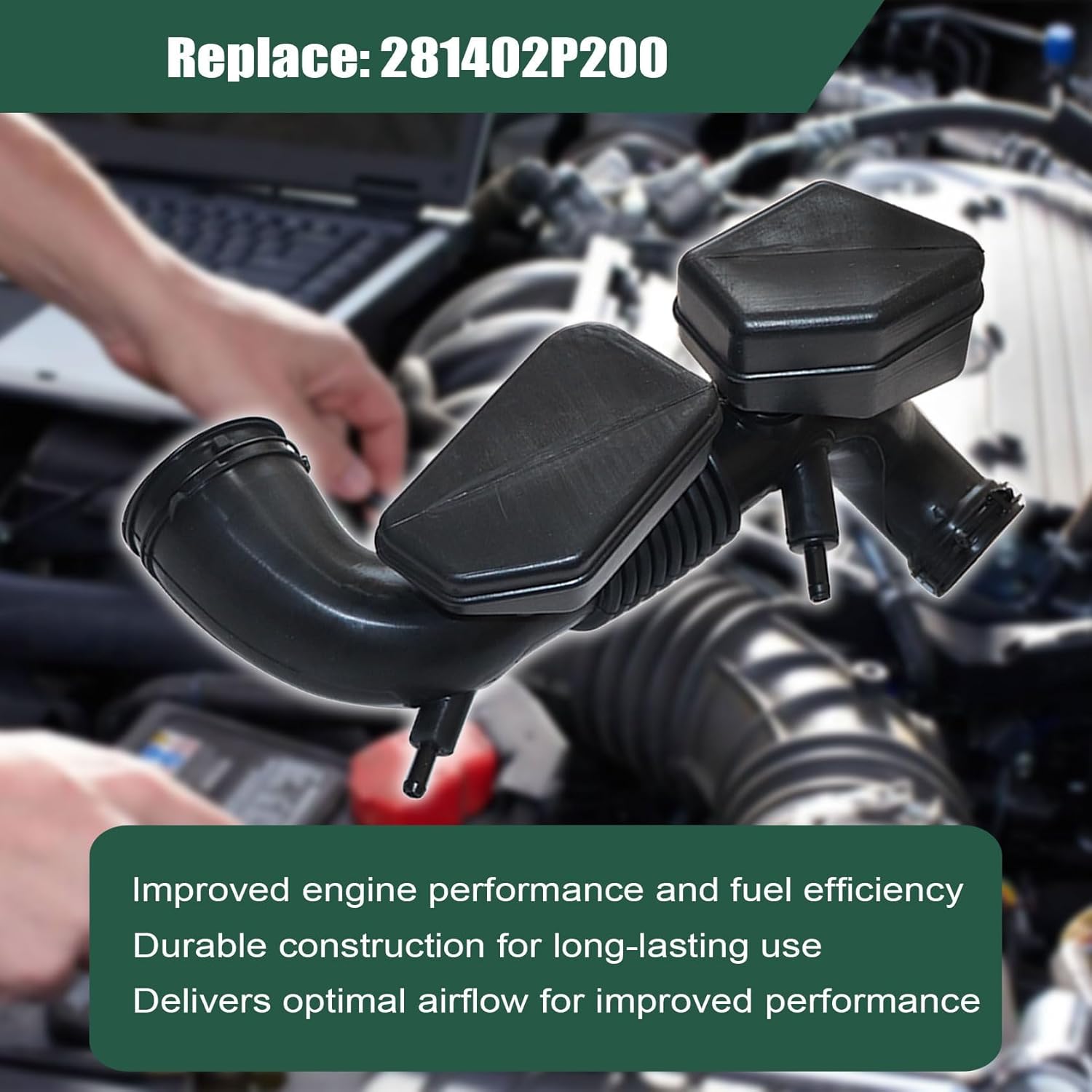 FZJDSD Engine Air Cleaner Intake Hose 281402P200 28140-2P200 Compatible with Kia Sorento 2.4L 2011-2013, Compatible with Hyundai Santa Fe 2.4L 2010-2012 Engine Vacuum Tee Connectors