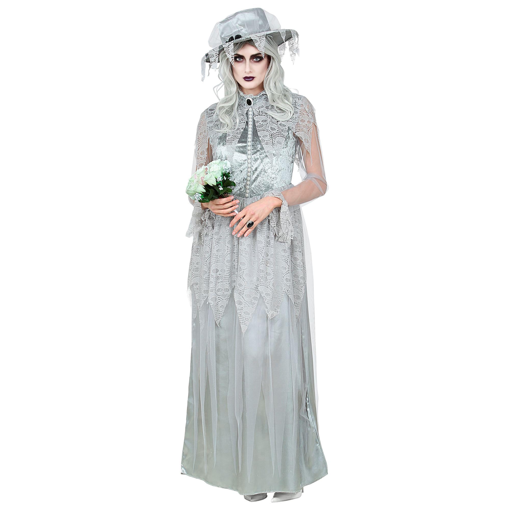 Widmann - Ghost bride costume, dress, hat, theme party, Halloween