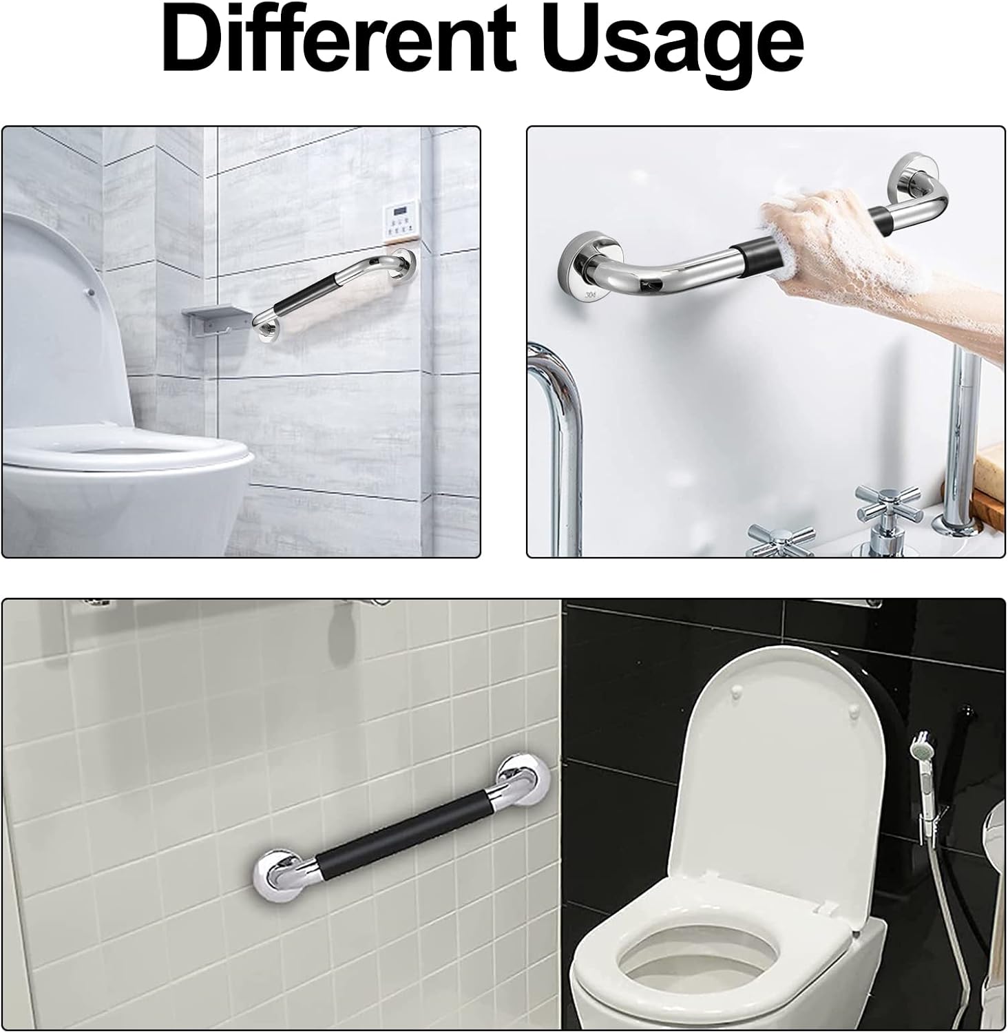 Stainless Steel Bathroom Grab Bar, 33.5cm Anti Slip Shower Bathroom Grab Bar Handle, Safety Hand ...