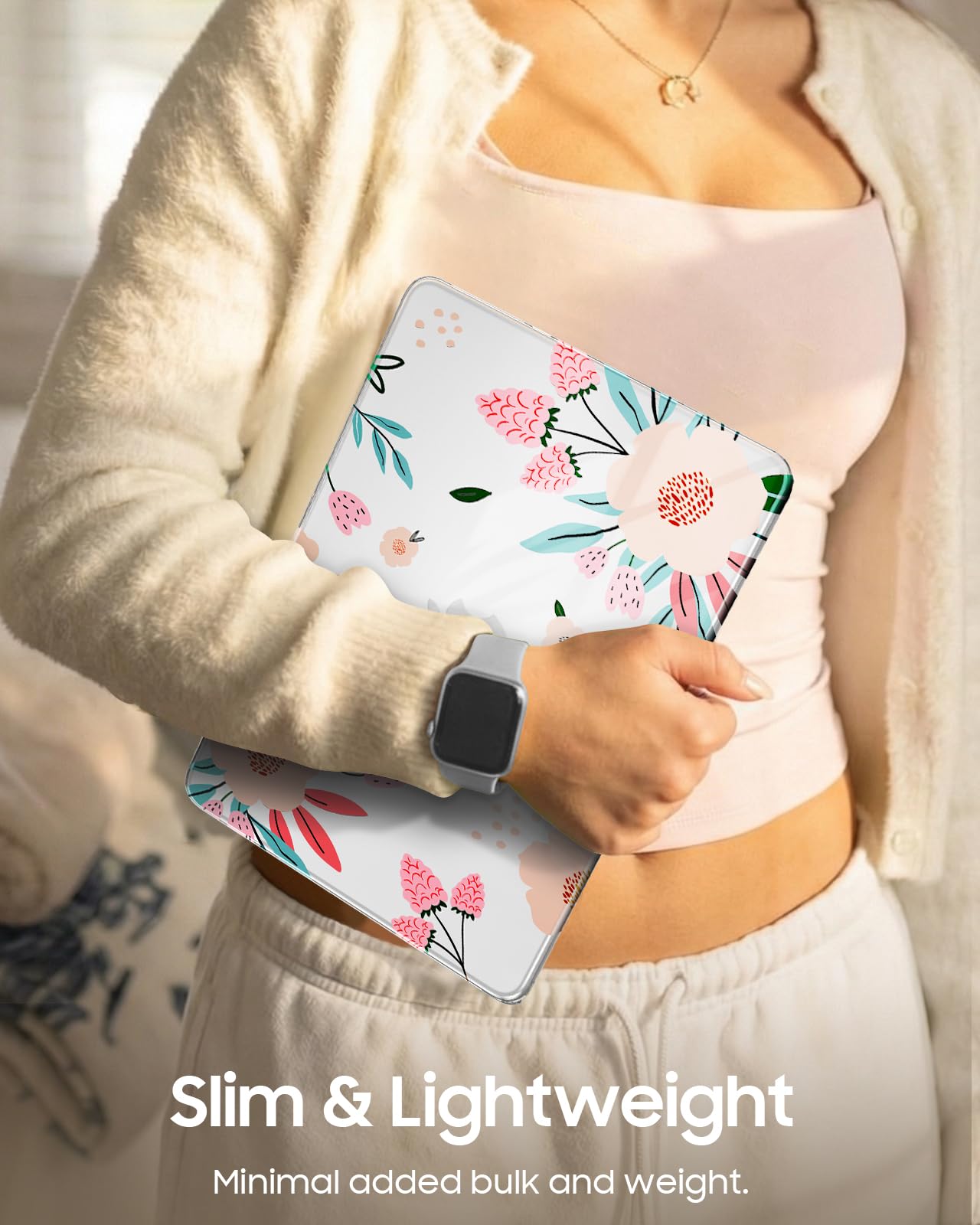FINTIE Coque MacBook Neo 13 Pouces 2026 A3404 Série Motifs Fine Légère Rigide Plastique Camélia