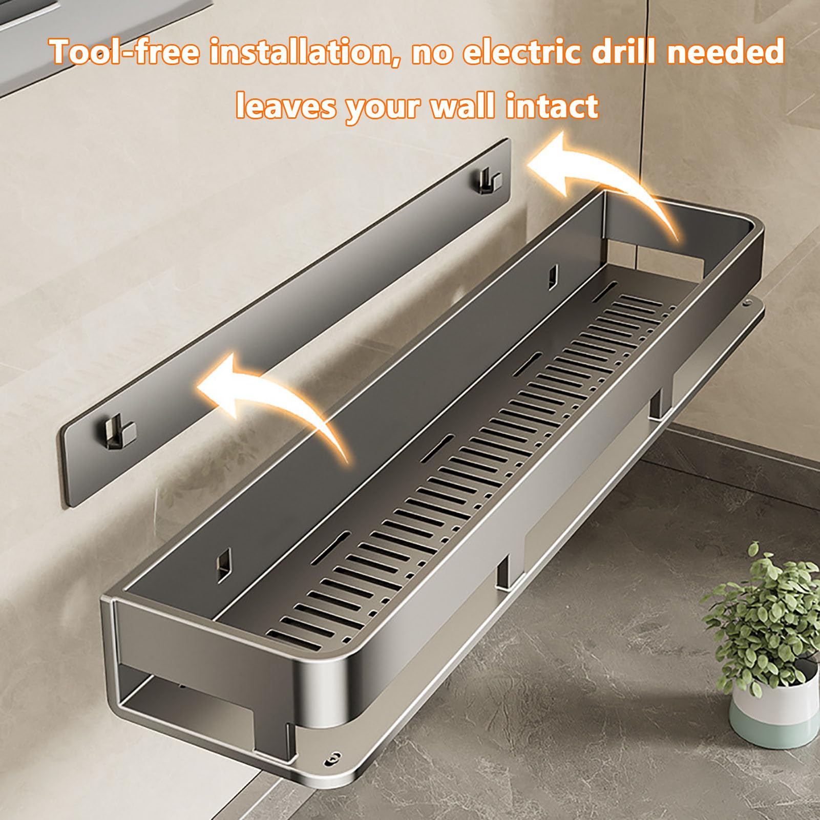 Organizador de Especias 2 Piezas con Base de Malla - Estante para Pared Sin Taladrar para Accesorios de Cocina, Armario o Baño Metal Resistente al Óxido,Blanca,50cm