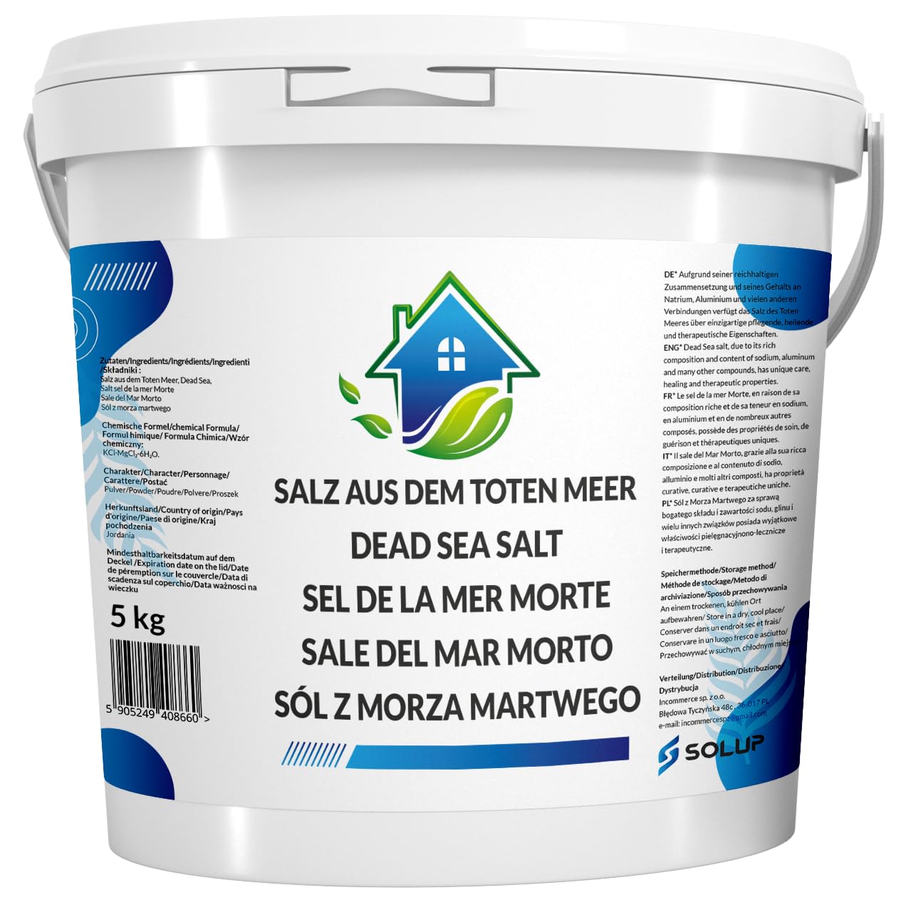 Mar Morto, sali da bagno da 5 kg, secchiello naturale per pediluvio, benefico per irritazioni cutanee