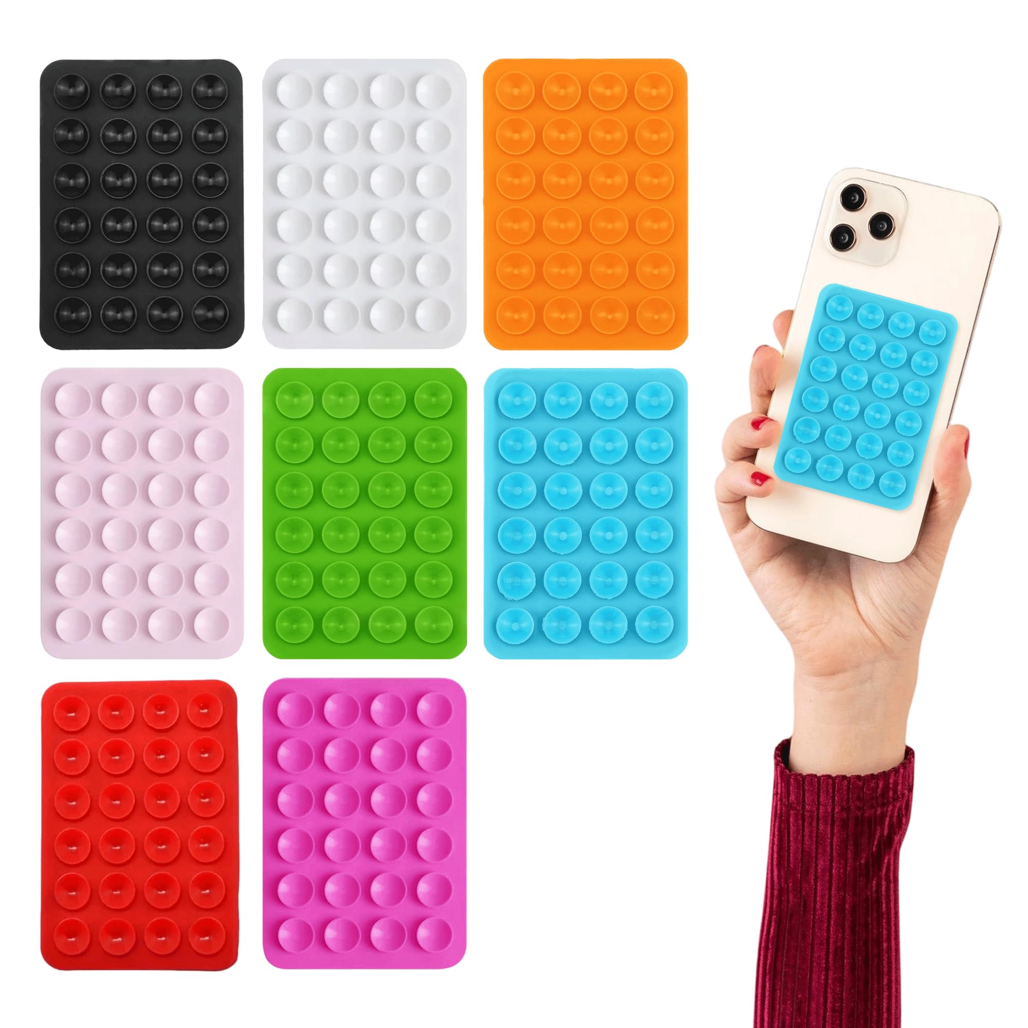 8Pcs Phone Suction Pad Octobuddy Double Sided Silicone Suction Phone Case Multipurpose Sticky Pad Grip Non Slip Suction Cup Mount Sticky Grip Handset Holder