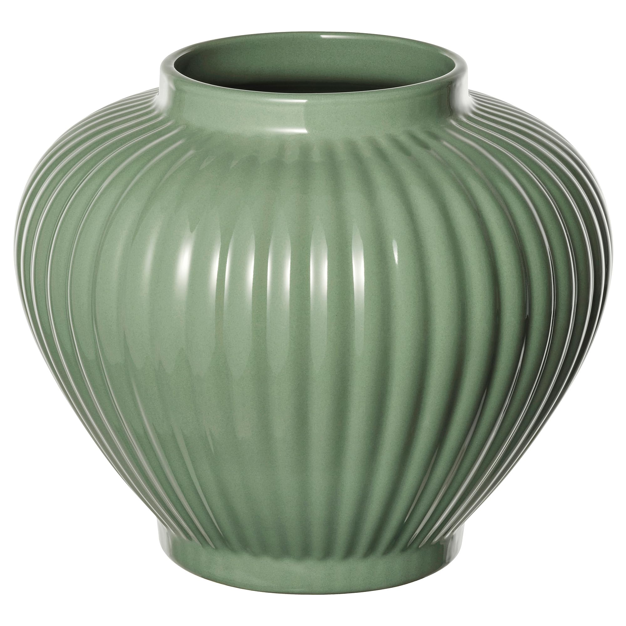 Vase PELARBJÖRK céramique design scandinave gris-vert hauteur 20 cm
