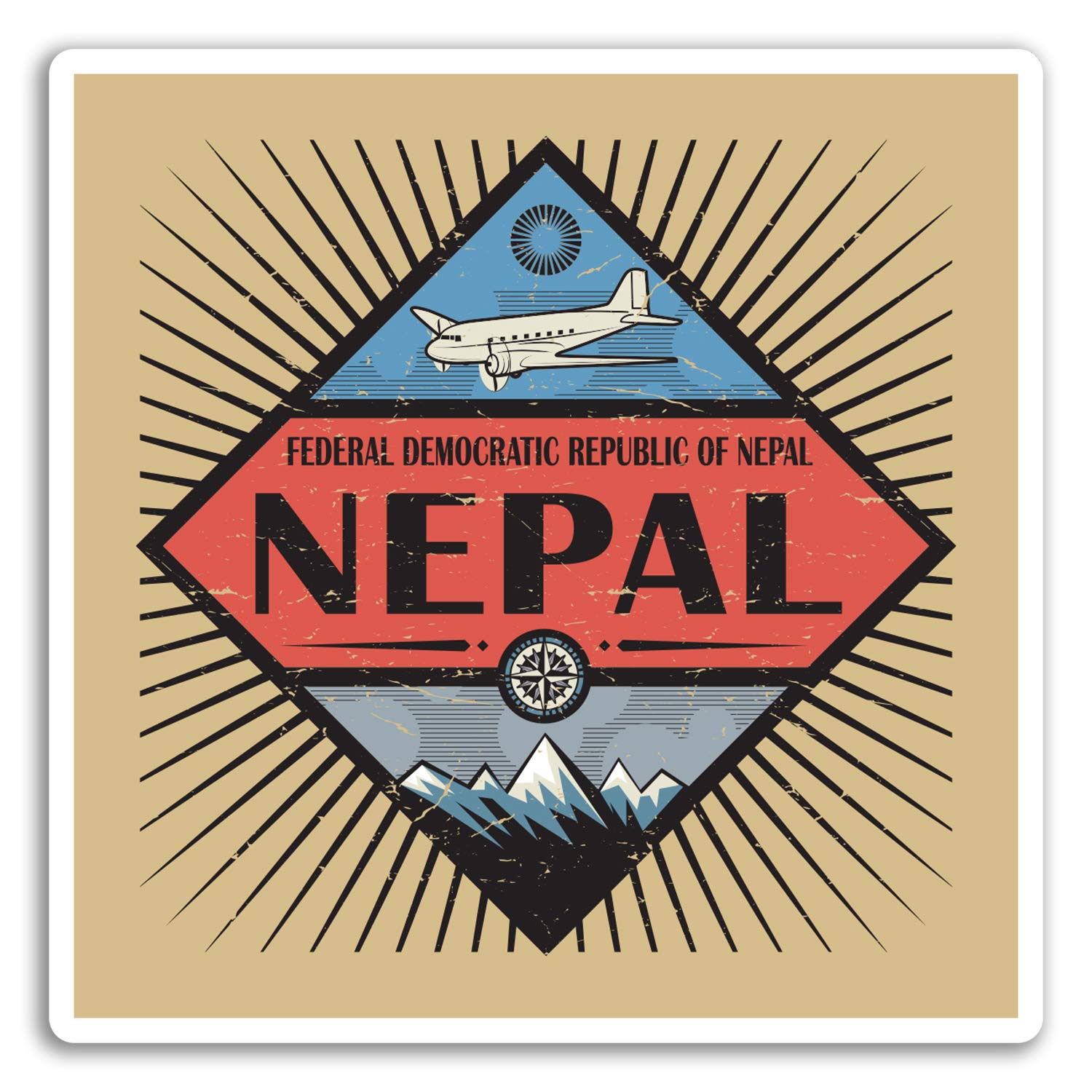 Destination Vinyl Ltd Multi 2 X 10Cm Nepal Vinyl Stickers - Himalayas Travel Sticker Laptop Luggage #18101 (10Cm Wide)