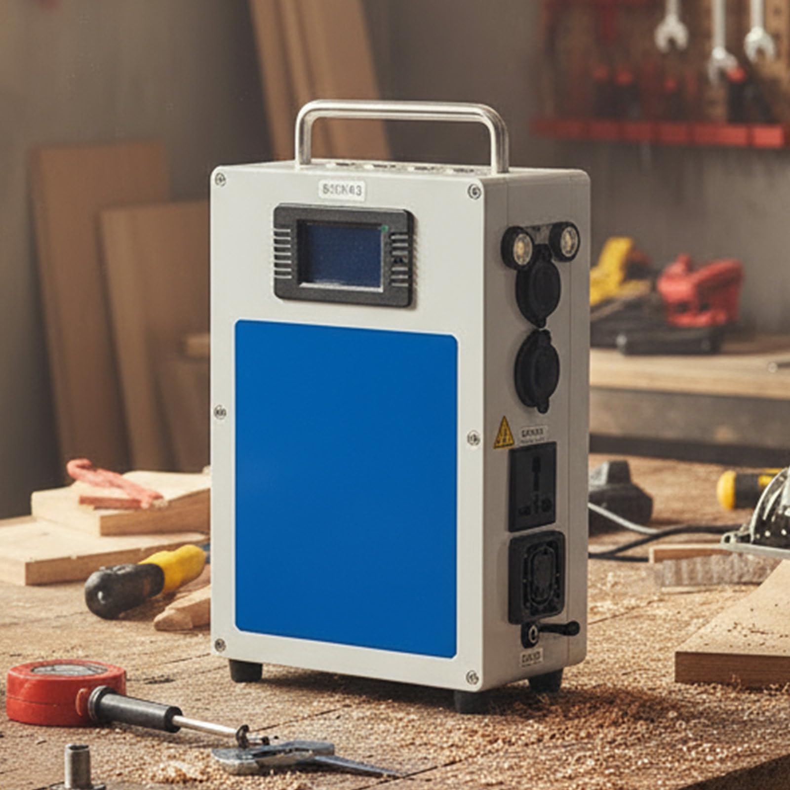 Generador Manual De 500 W con Asa Plegable, Banco De Energía con Manivela para Camping En Casa Y Exteriores. 3 Métodos De Carga: Manivela, Panel Solar Y Red Eléctrica.