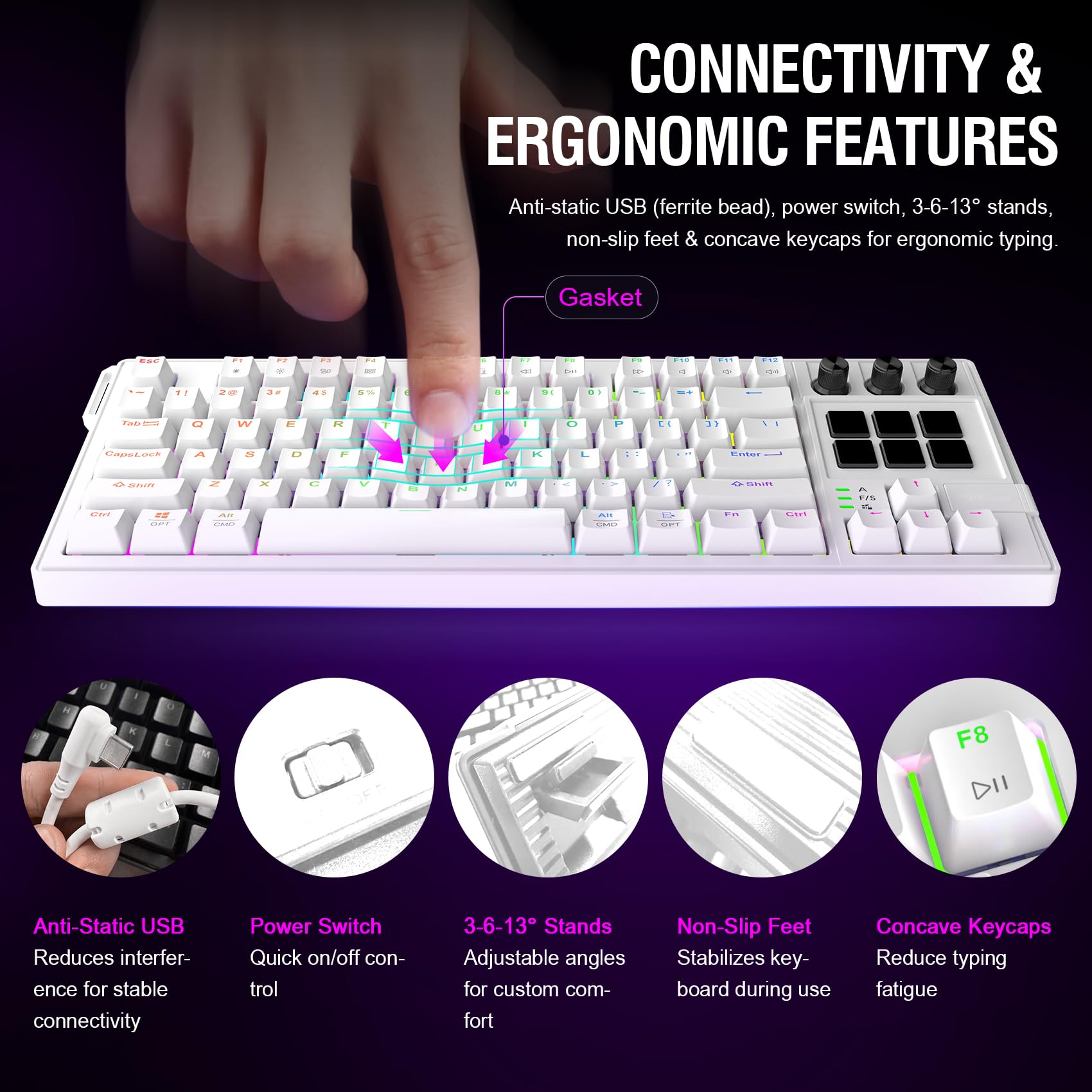 Clavier mécanique avec deck contrôleur de flux, pavé macro avec touches et boutons LCD personnalisables, clavier de raccourci de jeu, remplaçable à chaud, rétroéclairage RVB, pour PC Mac